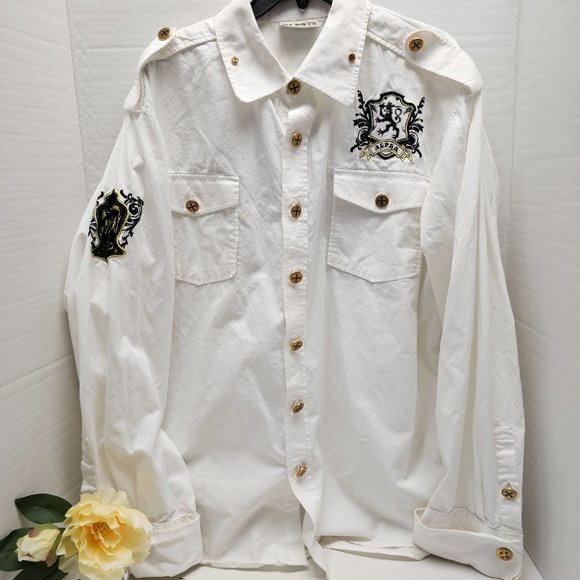 RARE Vintage Marquis MARQ 75 Button Down Dragon Eagle Alpha Embroidered Shirt - Picture 12 of 16